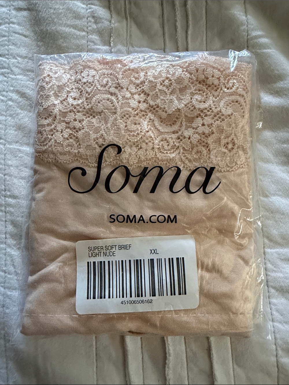 Soma Light Nude Lace Trim Embraceable Super Soft Brief Brand New XXL